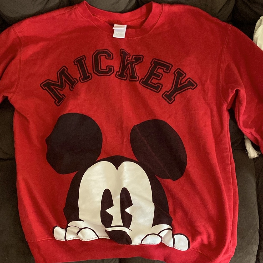 Disney’s Red Mickey Mouse peek-a-boo sweater